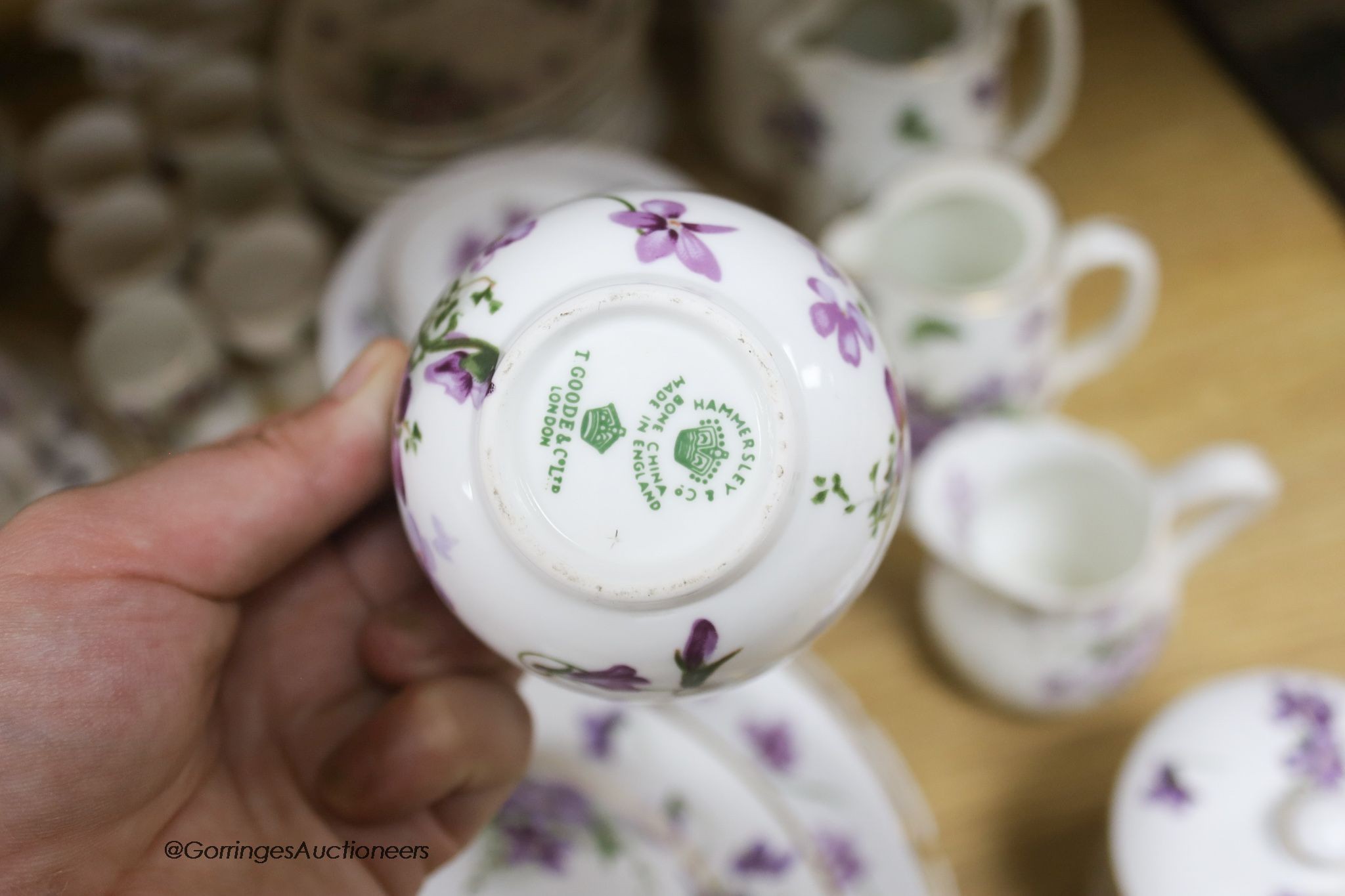 A Hammersley 'Violet' pattern fine bone china part tea service